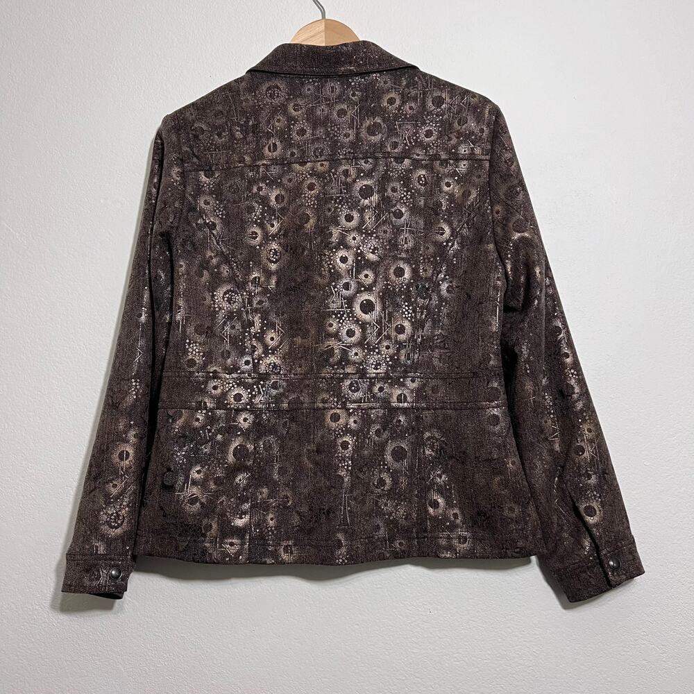 Coldwater‎ Creek Jacket Blazer Women 12 Brown Gold Accent Satin Lining - Picture 2 of 9